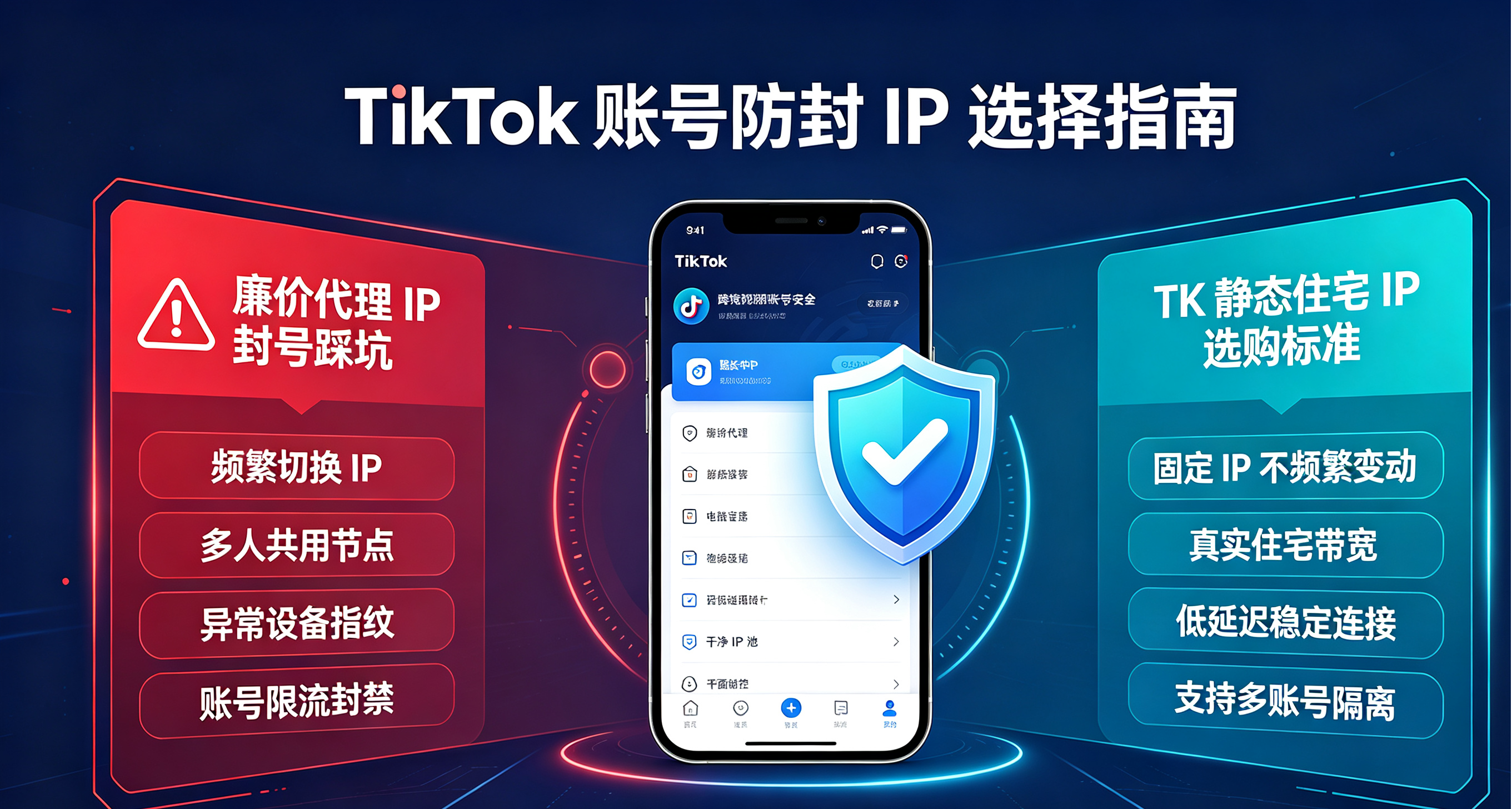 TikTok 廉价代理IP封号踩坑 TK静态住宅IP选购标准
